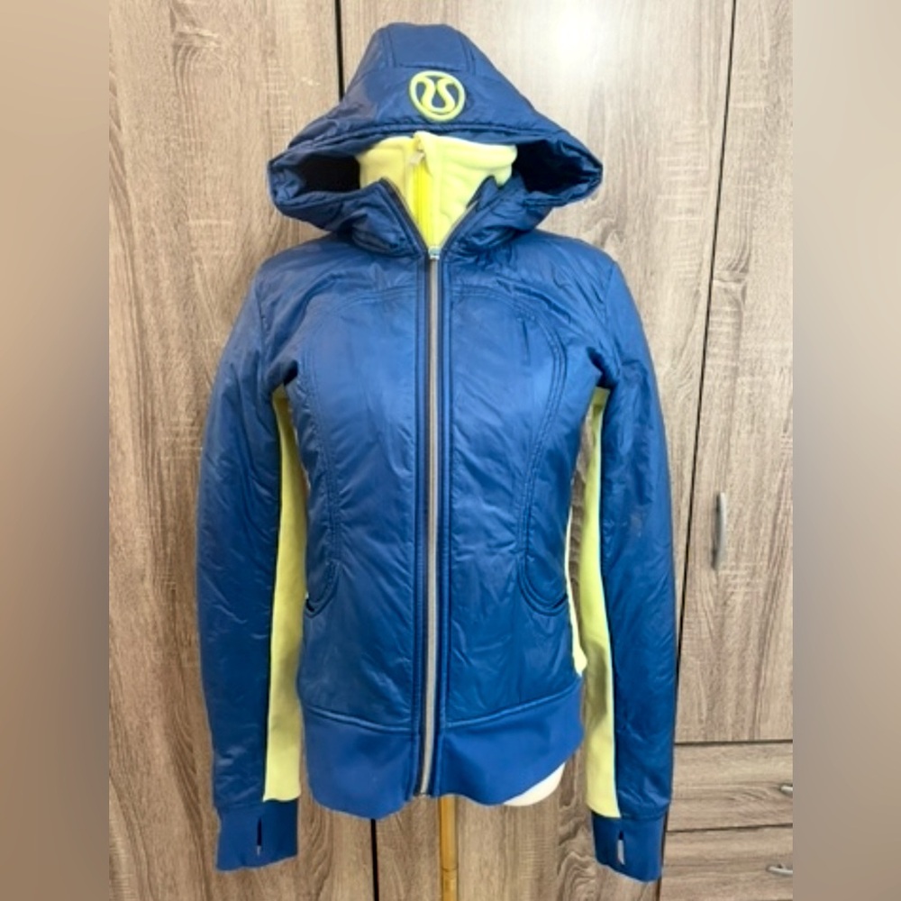 Lululemon Uba Hoodie Special Edition Lux Puffer/Quilted Jacket blue citron 8